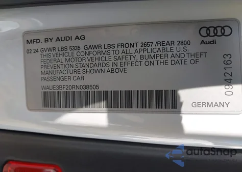 2024 Audi A6 Premium Plus 45 Tfsi Quattro S Tronic from USA, damaged, VIN WAUE3BF20RN038505